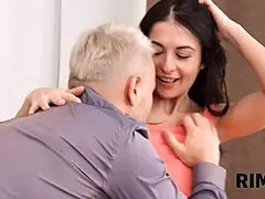 skinny girlfriend spices up sex with rimming her guy