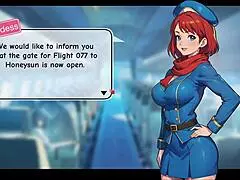 Honeysun Gameplay Starts With Redhead Flight Attendant