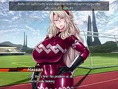 the emotional stadium scene in kangoku academia hentai translated to thai