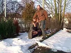 Real ginger street whore bangs stranger outdoor without condom.