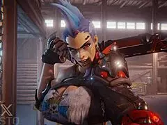 junker queen catches the guy stealing from her and dominates him with femdom fucking and creampie action