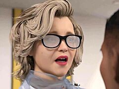 哇！这年轻CEO能搞定他那丰满的犹太秘书吗？3D卡通激情！