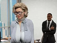 Whoa! Can This Young CEO Handle His Thick Jewish Secretary in 3D Cartoon Action?