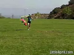 Little 18+ April Rubs Her Clit Outdoors And Sucks Popsicle Seductively