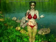 Καυτή μελαχρινή νιώθει ηδονή φλερτάροντας avatar σε ερωτικό game