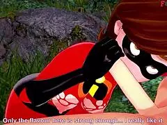 elastigirl gets pounded on a forest mission scene