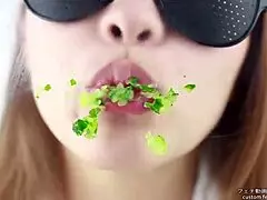 asian women moan while eating cucumbers in fetish