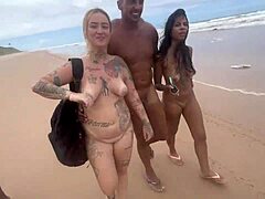 Åkte till nudiststranden med vänner för att filma