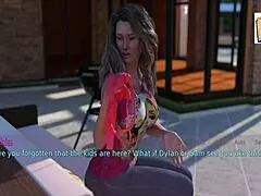 A wife and stepmother playing an erotic game together.