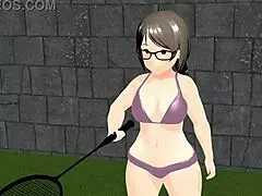 Plump Anime Girl Bounces Tits in Tennis Match