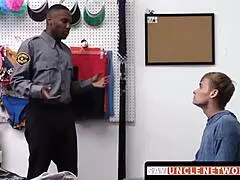 Why is the blonde jock's ass getting claimed doggystyle bareback by a big black cock police officer in office handjob bent over masturbation at sayunclenetwork com?