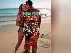 Step Aunt's Bikini Tease Turns into Nude Revelation with Dirty Talk on New Year's Eve