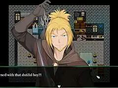 Entering holy cathedral in Succubus Covenant hentai game to find half-naked blonde goddess angels