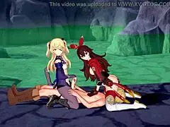 genshin impact features two archer girls in 3d hentai anime uncensored