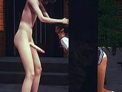 Саймон, сисси-кроссдрессер, получает по полной в яой-аниме