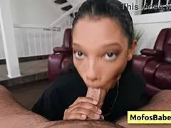 Sexy Ebony Slut Eden West Sucks Monster White Cock!
