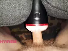 Vocal Moaning Solo Male Pounds Fleshlight in Wild Hentai Session