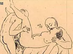vintage erotic illustration from retro anime cartoon hentai comic