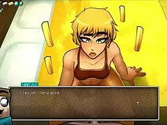 Hornycraft parody hentai game features femdom dating with huge tits outfit and cumshot on face