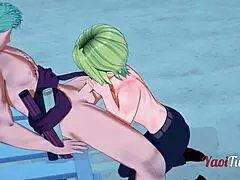 Zoro and sanji intensely pleasure each other on the beach
