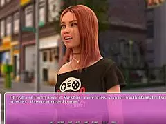 petite redhead eats ramen in city