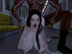 a busty slut on the train gets shocked by a hung bbc. she chooses to get railed hard in 3d porn.