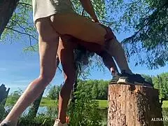 Amateur couple fucks hard in outdoor doggystyle