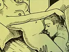  vintage erotic drawings blend retro charm with anime hentai style