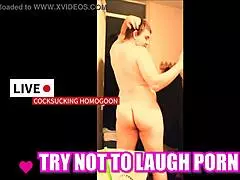 In this silly porn, the guy tries not to laugh while sucking cock.