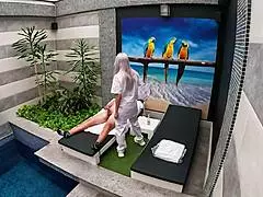 I call the room service girl from the private suite for assistance.