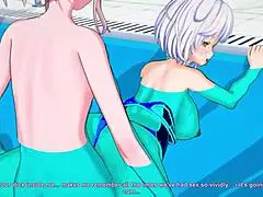Pool hentai con ragazze asiatiche in cartoon 3d che scopano in piscina