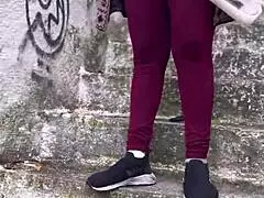 yo, this hot chick with pink pussy climbs the hill craving action!