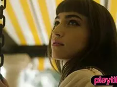 I reveal my juicy tits and bubble butt outdoors