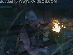 brooke ballentyne fucks the hired ranch hand by the fireside outdoors
