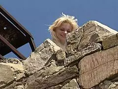 Coed Ana Fey rubs her pussy over panties, anyone can watch?