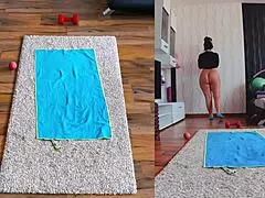 Naughty Naked MILF Shows Curvy Fat Ass in Dual Cam Workout Dare