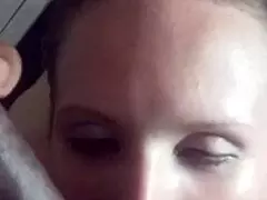 Lena starr unexpectedly gets cumshot in her eye from big cock blowjob