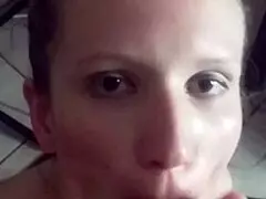 Lena starr unexpectedly gets cumshot in her eye from big cock blowjob