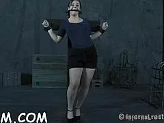 Charming Gal's Huge Smile During Fetish Play