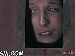 marvelous redhead slave masturbates naked with toys in hardcore bdsm fetish