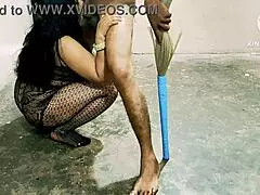 Desi Indian teen 18+ deepthroats monster cock while bent over.