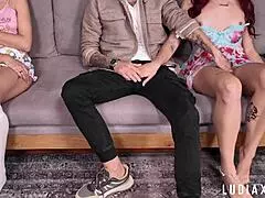 Teen stepdaughter used by perv stepdad near shy twin!