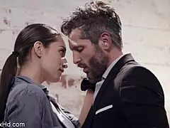 hot long leg brunette fucking her boss