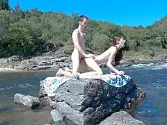 Hot Couple Screams During Risky Public Sex on Beach and Bus