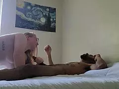 Redhead wife deepthroats my huge black cock sloppy!