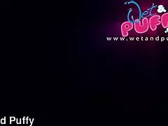 Wetandpuffy's Ashley Ocean toys purple vibrator to intense orgasm