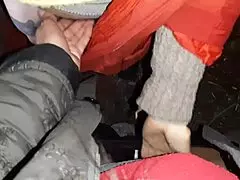 Autumn romantic lesbian sex in cozy hut