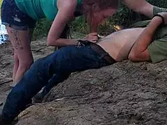 Hey, dawn dawson is sucking that monster cock in public with deepthroat and handjob action!