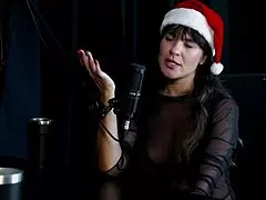 Stellar Blue watches sheer red lingerie in outdoor public interview