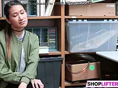 caught shoplifting, this teen chooses sucking big cock instead of facing the cops at work